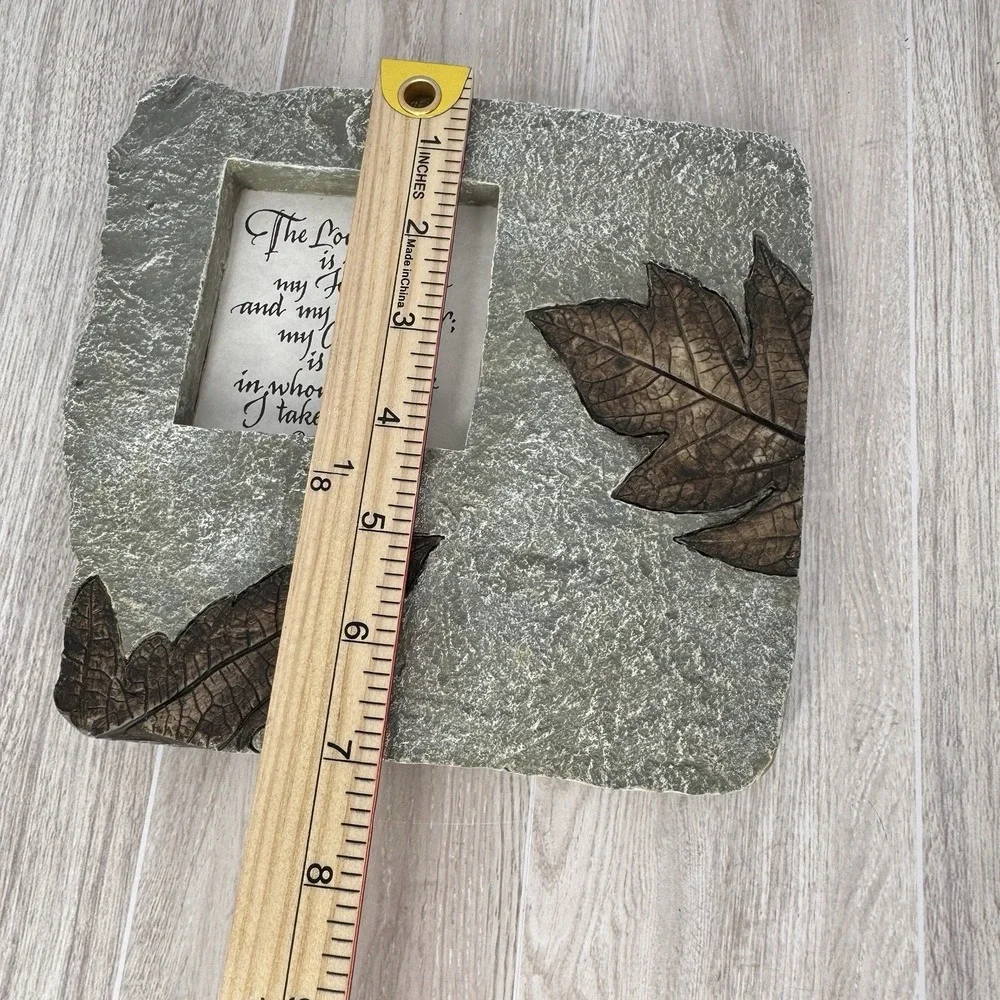 Rustic Stone Look Picture Frame Bible Verse Psalm 18:2 Leaf Decor‎ 7x7